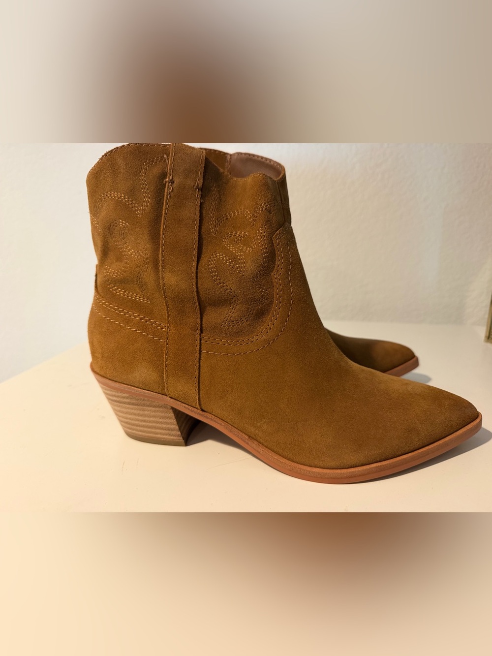 Dolce Vita Suede Ankle Bootie in Chestnut Brown - Picture 1 of 6